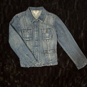 Talbots Petite Denim zipper uniform style Jacket